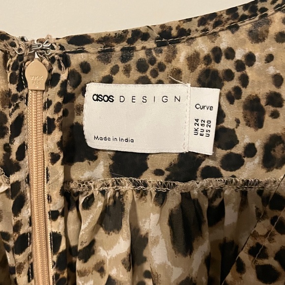 ASOS DESIGN Curve pleated batwing midi dress in natural animal - Picture 3 of 3